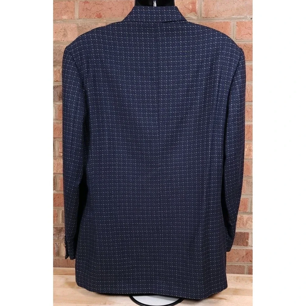 Extrema Zanetti Parma Mens Blazer Suit Jacket Wool Silk Blue‎ Check Italy 44L